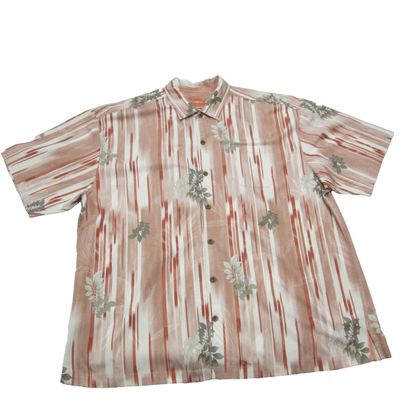 Tommy Bahama Other - Tommy Bahama Hawaiian shirt Mens 2xl Coral Pink button up short sleeve 100% silk